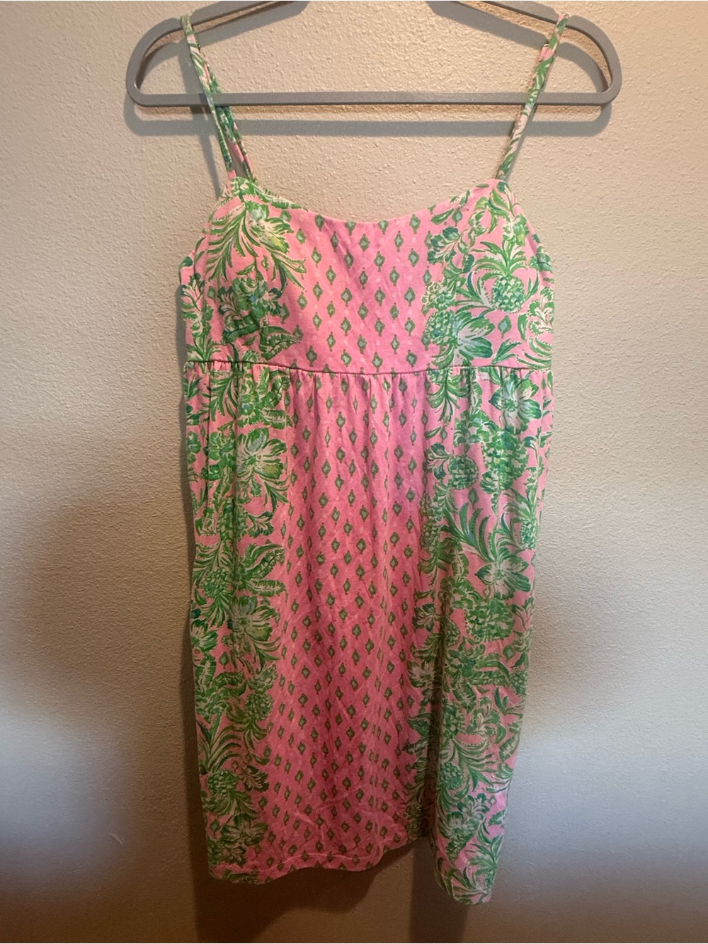 Lilly Pulitzer Pink Floral Sundress with Green Accents